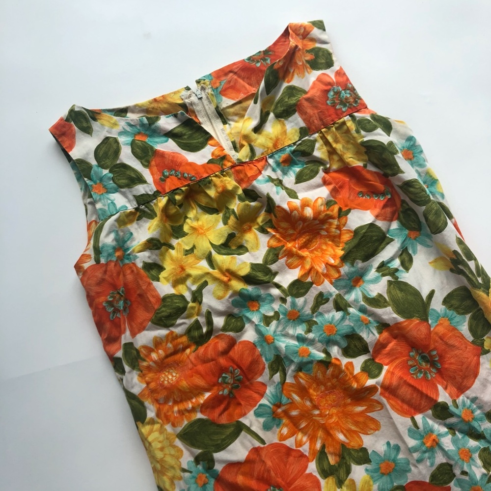 Vintage Handmade Floral Print Cotton Shift Dress
